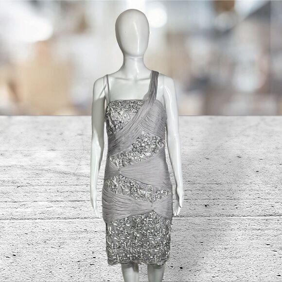 Sue Wong One Shoulder Tick Strap & other Thin Embellished Short dress - Picture 1 of 8